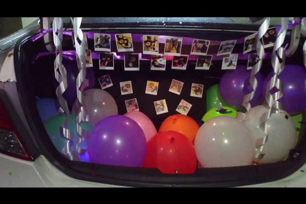 Surprise Party in Chennai car rental with Balloons 